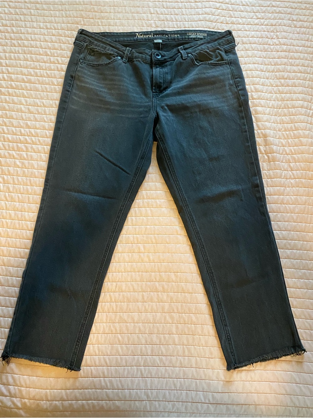 Natural Reflections Women’s Black Straight Leg Jeans with Raw Hem